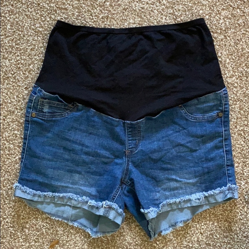 Blue wash cutoff shorts